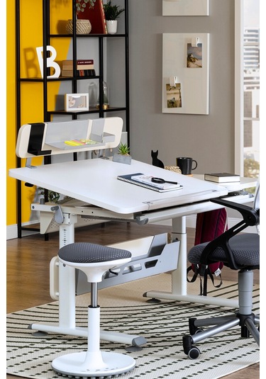 Vega Standart Yükseklik Ve Eğim Ayarlı, Çekmeceli Modern Bilgisayar, Ofis Ve Çalışma Masası Gri Gri