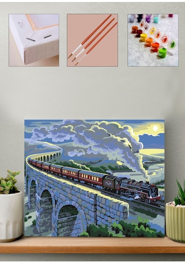 Kara Tren Sayılarla Boyama Seti