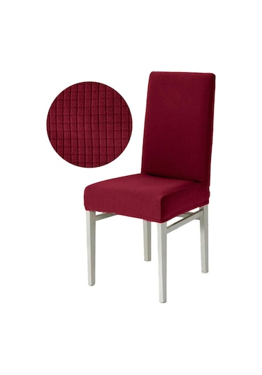 Upmall Pitikare Desen Esnekli Sandalye Örtüsü Kılıfı Bordo 6 Adet