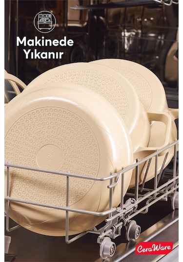 Ceraware Vetta 10 Parça Seramik Yapışmaz Tencere Tava Seti Bej