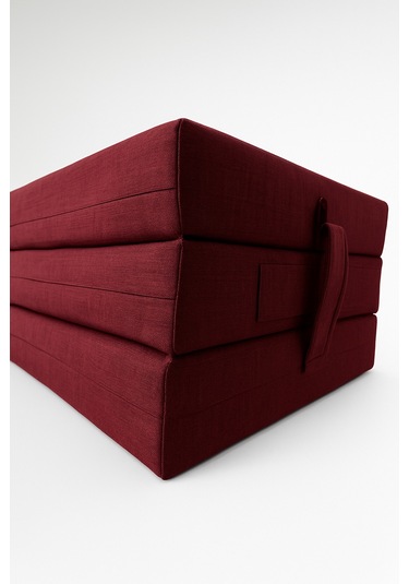 Bordo Katlanır Sünger Misafir Yer Yatağı Ve Balkon Minderi 7cm Bordo