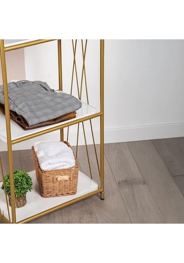 Demeter Gold Metal 4 Katlı Dekoratif Raf Gold