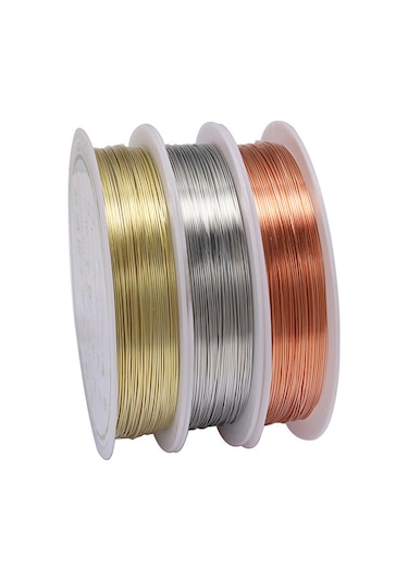 Xiyyadms 0.5mm Paslanmaz Bakır Tel - 7m Dıy Takı Yapımı İçin Esnek Ve Dayanıklı Kolye, Bileklik Teli 3 Renk Seçeneği Gümüş