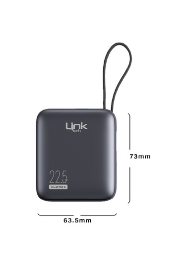 Linktech Pd22 Premium 10000 Mah 22.5w Hızlı Dahili Kablolu Powerbank Füme