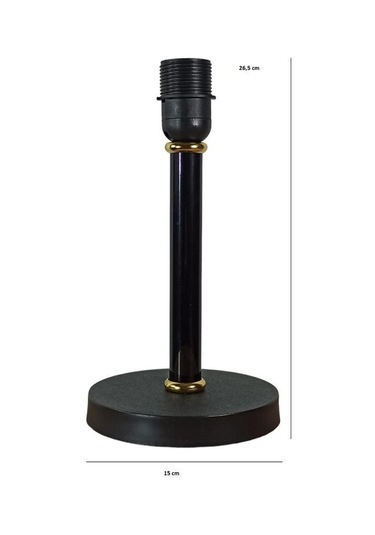 Metal Gövdeli Abajur Ayağı Gold Detaylı Siyah