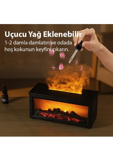 Şömine Efektli Alev Efektli Buhar Makinası Humidifer Çocuk Odası Yatak Odası İçin Dekoratif Soğuk Buhar Makinası
