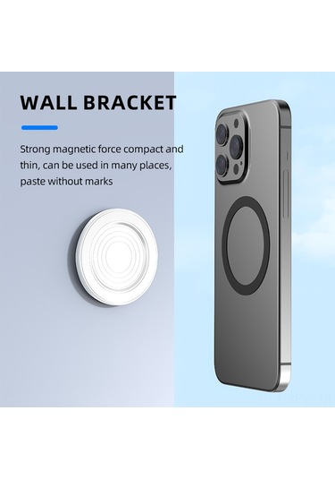 Maiyame iPhone Uyumlu 15/14/13/12 Serisi İçin Magnetik Duvar Stantı - Alüminyum+silikon Malzeme, Sağlam Tutuş, Çizik Koruması, Siyah