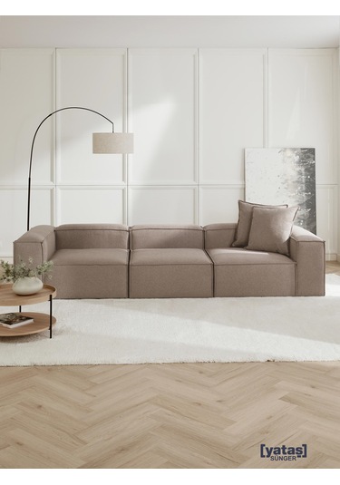 Most Mollis 3 Modül Kanepe Koltuk 10 Kahverengi Keten Kumaş Yumuş