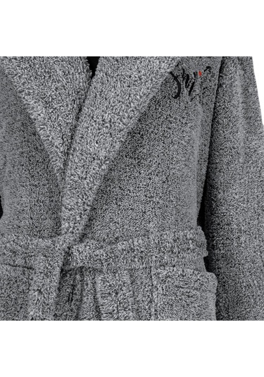 Erkek Uzun Welsoft Kapüşonlu Sabahlık-Gri