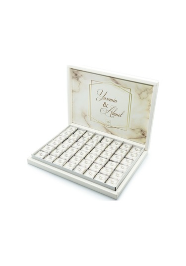 İsme Özel Söz Nişan Çikolatası 144 Adet Napoliten Mermer