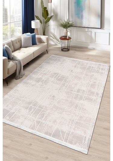 Volora Halı Koleksiyonu Yumuşak Dokulu, Modern İnce Form, Tozumaz Ve Kolay Temizlenebilir Krem - Pudra