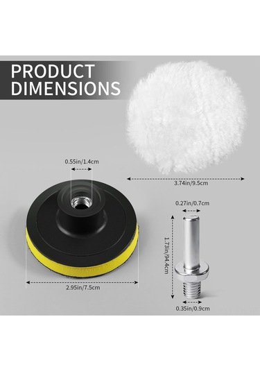 Vkemall 3 İnç Yün Cila Disk Seti 7 Parça - M10 Matkap Adaptörlü, Araç Boya/çamaşır/çelik Cila Ve Waxlama İçin Dayanıklı Yün Malzeme