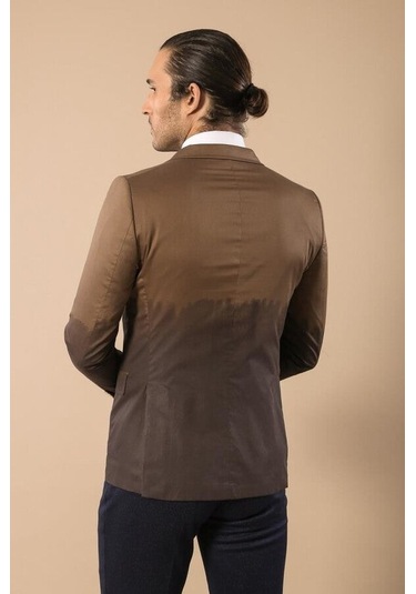 Wessi Pamuk Gazi Dikişli Kahverengi Ceket Siyah