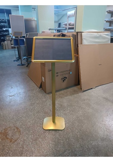 A3 Sarı Renk Ayaklı Alüminyum Rondo Yönlendirme Menü Panosu Yönlendirme 30x42x110cm