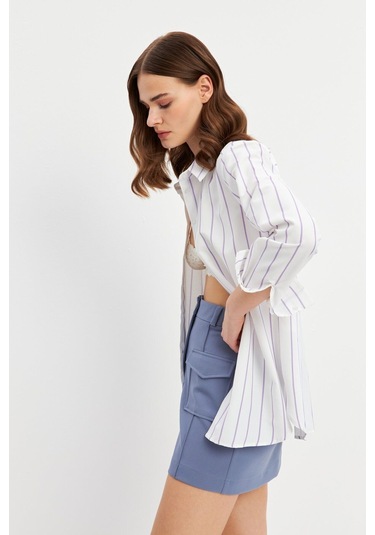 Stella Pulvis Lila Çizgili Basic Gömlek Lila