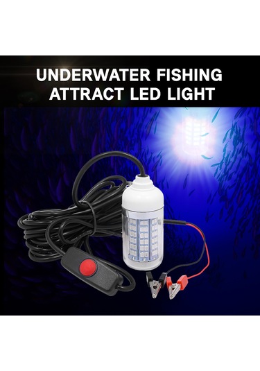 Vkemall Led Su Altı Balık Işığı, 108 Led 360 Aydınlatma, Ip68 Su Geçirmez, Balık Çekici Araç - Beyaz