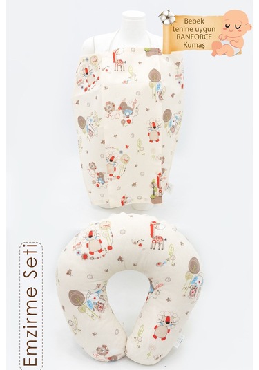 Mordesign Bebek Emzirme Önlüğü Ve Yastık 2' Li Avantajlı Set, Emzirme Önlüğü Ve Emzirme Yastığı Animal Serisi Zg614