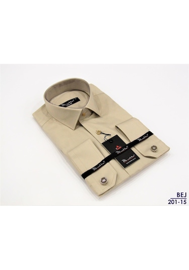 Dicotto Micro Kumaş Kol Düğmeli Slim Fit Düz Renk Erkek Gömlek Beyaz