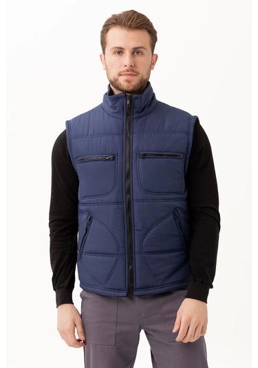 Kışlık Su Geçirmez Çok Cepli Yelek Isı Yalıtımlı Melesa İş Outdoor Suya Sıcak Tutucu Lacivert
