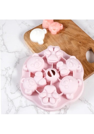 Gıda Sınıfı Silikon Dondurma Jöle Kalıbı Kapaklı Sevimli Çizgi Film Şekilli Jöle Süt Jölesi Bebek İçin Buz Küpü Kalıbı Mutfak Aletleri Mavi