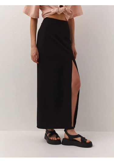 Enmoone Yırtmaçlı Maxi Etek 168225262 Siyah