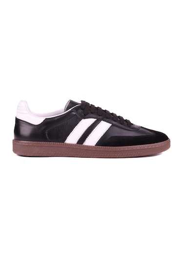 Shoetyle - Siyah Hakiki Deri Bağcıklı Erkek Sneaker 666-1077-1235 Siyah