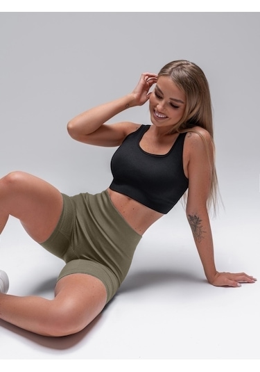 Mistirik Dublin Model Biker Örme Kumaş Seamless Model Fitilli Şort Camel Renk CAMEL