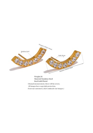 Altın Eetit Narin Parlak Kübik Zirkonya Paslanmaz Çelik Moda Saplama Küpe Minimalist 18k Pvd Kaplama Unisex Takı Erkek Kadın