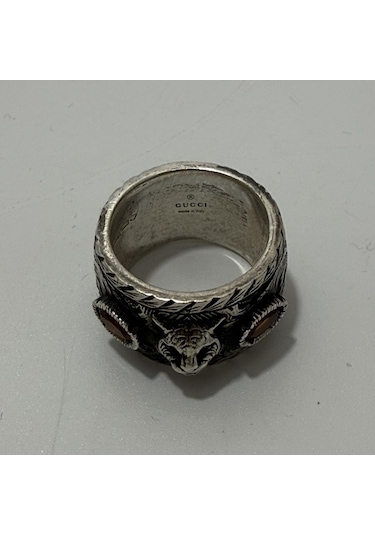 Gucci Kaplan Motifli 925 Ayar Gümüş Yüzük 16,9 Gram