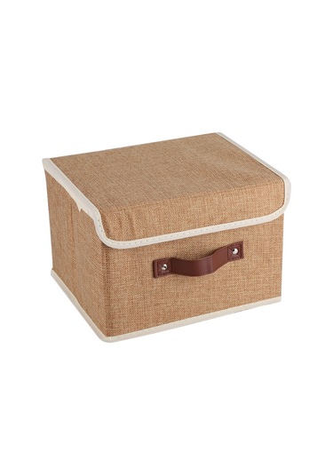Xindoker Pamuk-keten Kumaşlı, Kuru Ve Akartıcı, Katlanabilir Depolama Kutusu - 26x20x17 Cm Kahve Rengi Kahve