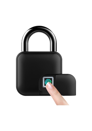 Hallow Akıllı Asma Kilit Parmak İzi Ve App Kilit Açma 300 Mah Siyah