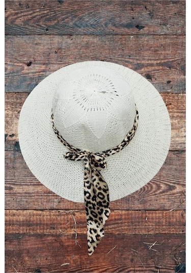 Londonstore Plaj Şapka Leopar Desen Beyaz Leopar