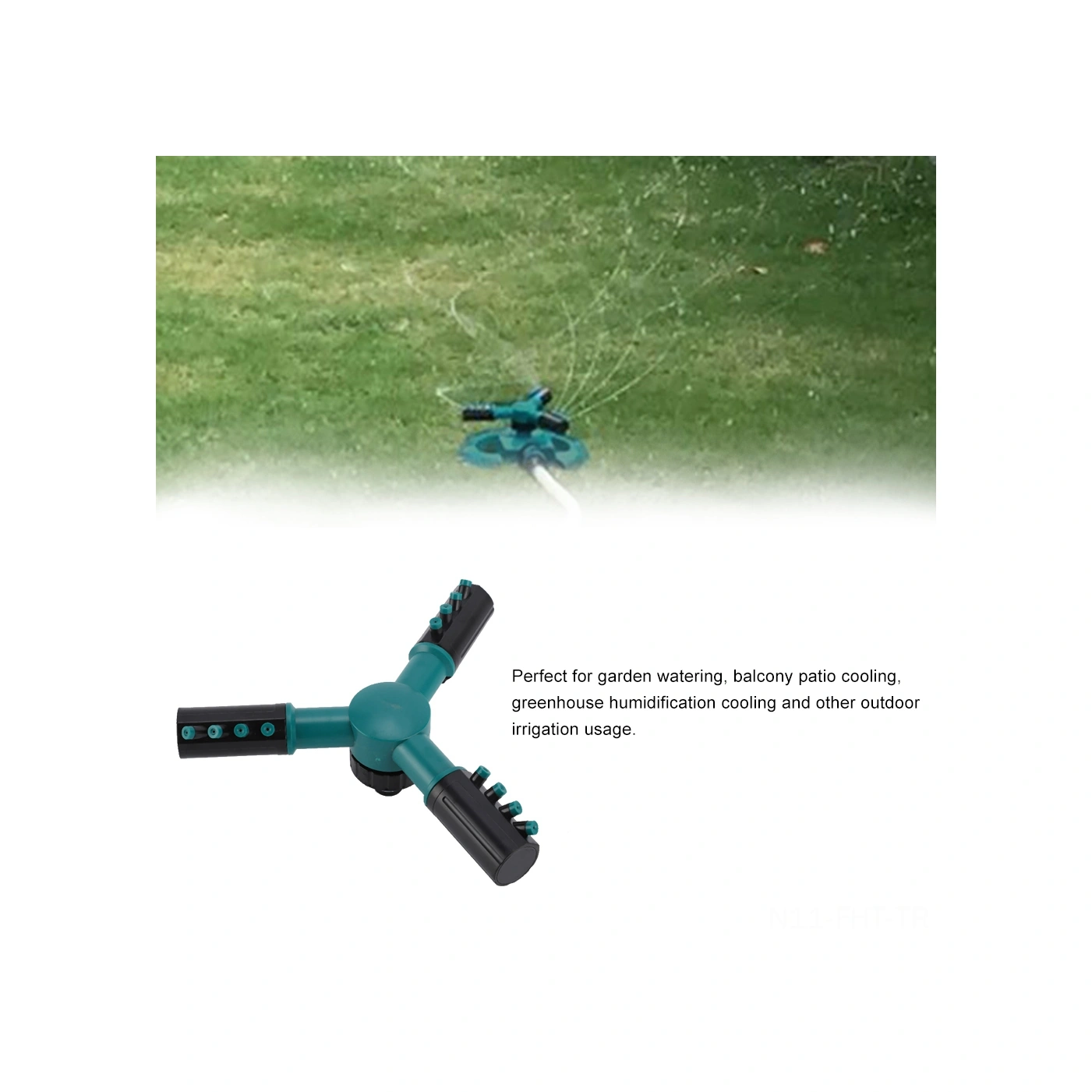Hangfox Koyu Yeşil 360 Derece Ayarlanabilir Üç Yollu Sprey Başlığı - Bahçe Sulama, Balkon Soğutma, Seracılık İçin Dayanıklı Plastik İmalat