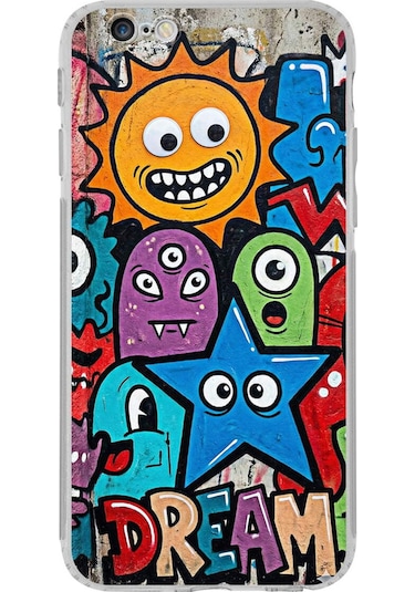 Apple Uyumlu iPhone 6s İle Grafiti Dream Street Tasarımlı Şeffaf Silikon Kılıf Şeffaf