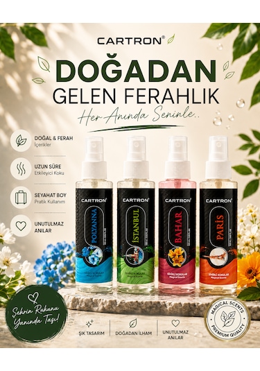 Cartron Oto Kokusu Sprey 4lü Set 150ml 4 Bahar+istanbul+paris+polyanna