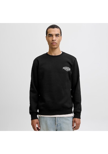 Jack&jones Makoto Crew Neck Erkek Siyah Yuvarlak Yaka Sweatshirt Siyah