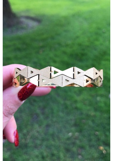 Pırıltılı Kelebek Desen Gold Çelik Kelepçe