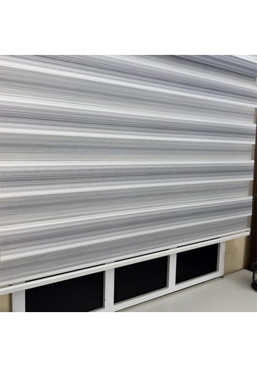 Storburada Gri Renk Geçişli Zebra Stor Perde Gri