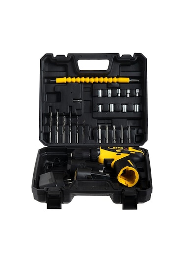 Staxx Power STX1070 36V 5AH Samsung Çift Akülü Şarjlı Vidalama Matkap + 27 Parça Set
