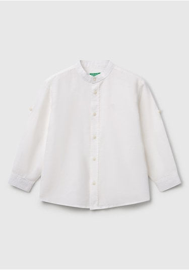 Benetton Erkek Bebek Keten Gömlek Beyaz