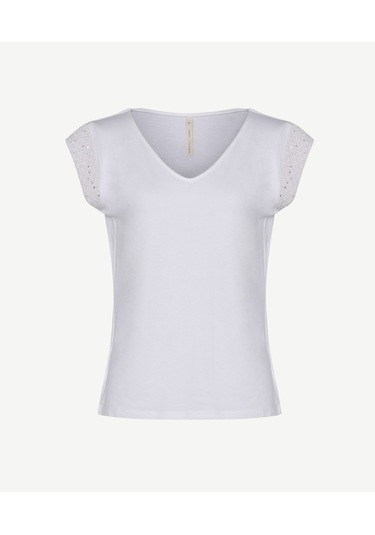 Yargıcı Regular V Yaka Kısa Kol T-shirt 26ykts9012x 006 Ekru