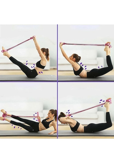 Fitness Pedal Ayak Bileği Çekme, Pedal Direnç Elastik Bant, 4/6 Tüp Elastik Yoga Pedalı Çekme Direnç Bandı, Çok Fonksiyonlu Pedal Çekme Direnç Bandı, Germe İçin Direnç Bantları Pur 6 Tüp Mor Koyu Mor