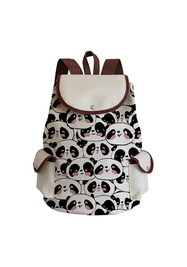 Ganzhoushop Sevimli Çinli Kadın Sırt Çantası Panda Çiçek Baskılı Çantalar Şık Eko Günlük Çantalar Büyük Kapasiteli Bağcıklı Sırt Çantası Okul Çantalarıj4697 Çok Renkli