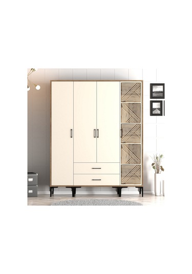 Variant Kumsal 4 Kapılı Stp Gardrop - Ceviz / Krem