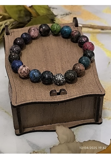 Fy Doğaltaş Çok Renkli Jade Kuvars Bileklik 10 Mm 7 Çakra
