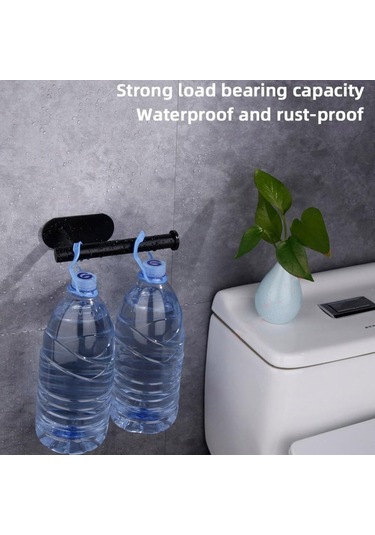 Siyah Yapışkanlı Tuvalet Rulo Kağıt Tutucu Organizatör Duvara Montaj Depolama Standı Mutfak Banyo Hiçbir Matkap Doku Havluluk Paslanmaz Siyah