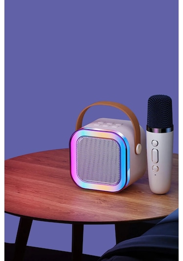 K12 Taşınabilir Kablosuz Mikrofonlu Karaoke Mini Bluetooth Hoparlör