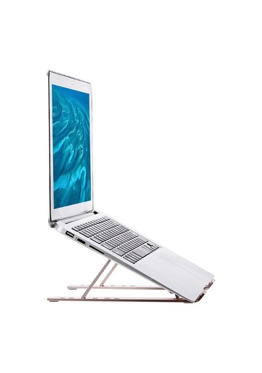 Pazly Portatif Alüminyum Alaşımlı Ergonomik Dizüstü Bilgisayar Standı, 6 Seviyeli Ayarlanabilir, Gül Altını Renk