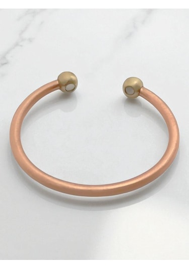 Bakır El Yapımı Mıknatıslı Pirinç Toplu Sade Bakır Bileklik