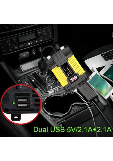 Dancemonkey 500w Araba Güç İnvertörü, Led Dijital Ekranlı 12v-220v Ac